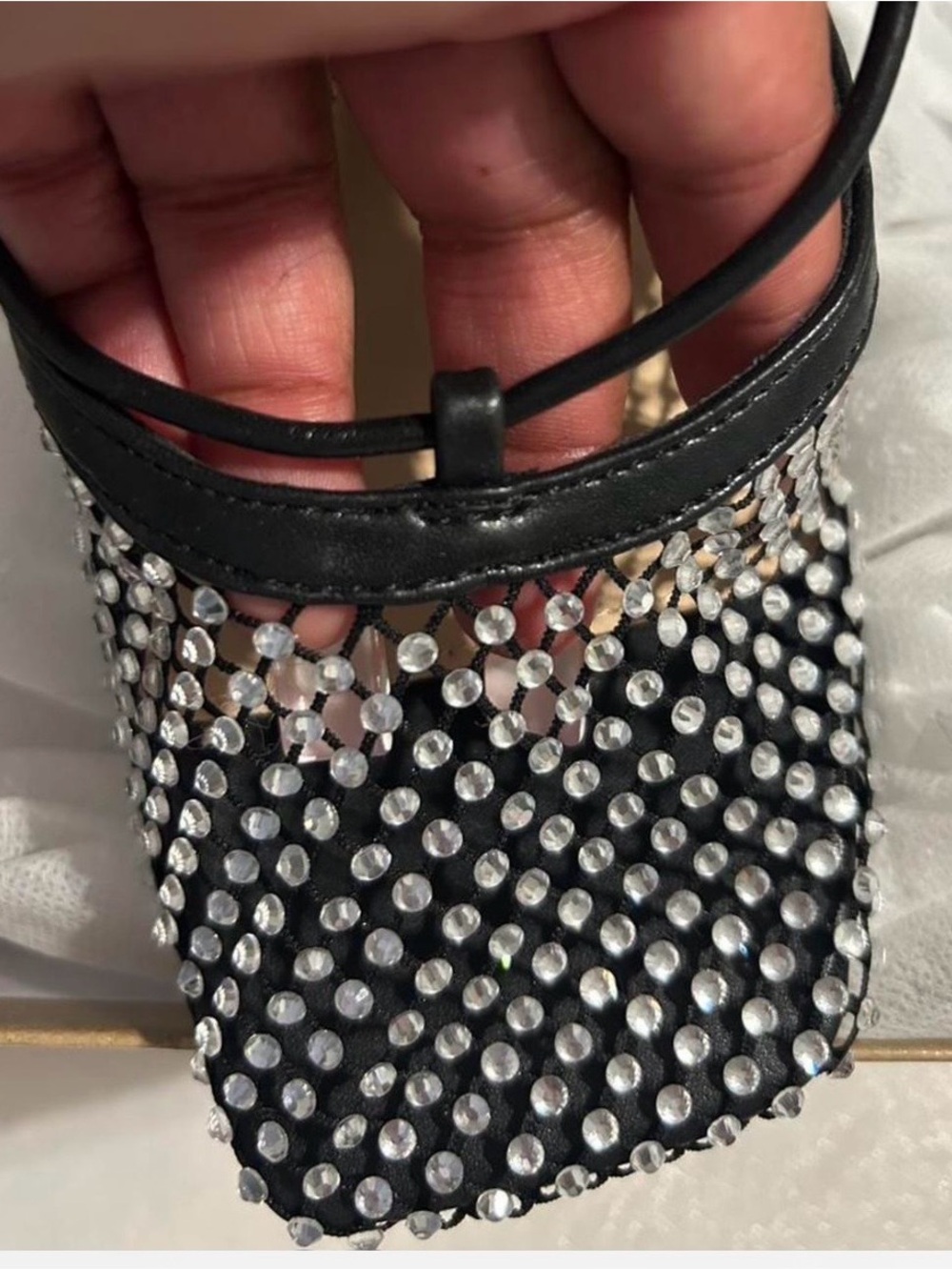 Black Crystal-Embellished Women's Evening Bag